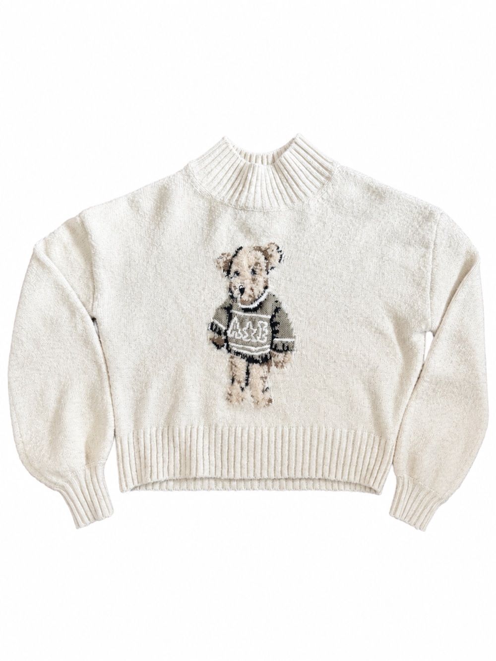 American Eagle Teddy Bear Sweater Ralph Lauren Inspired Cream XS
